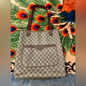 Gucci GG Supreme Web-Trimmed Tote